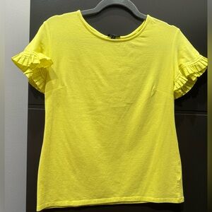 Talbots bright yellow short sleeve top with pleated detail, size S